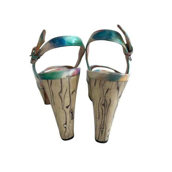 STUART WEITZMAN Multicolor Patent Leather Slingback Platform Heels Size 6 - Picture 6 of 9